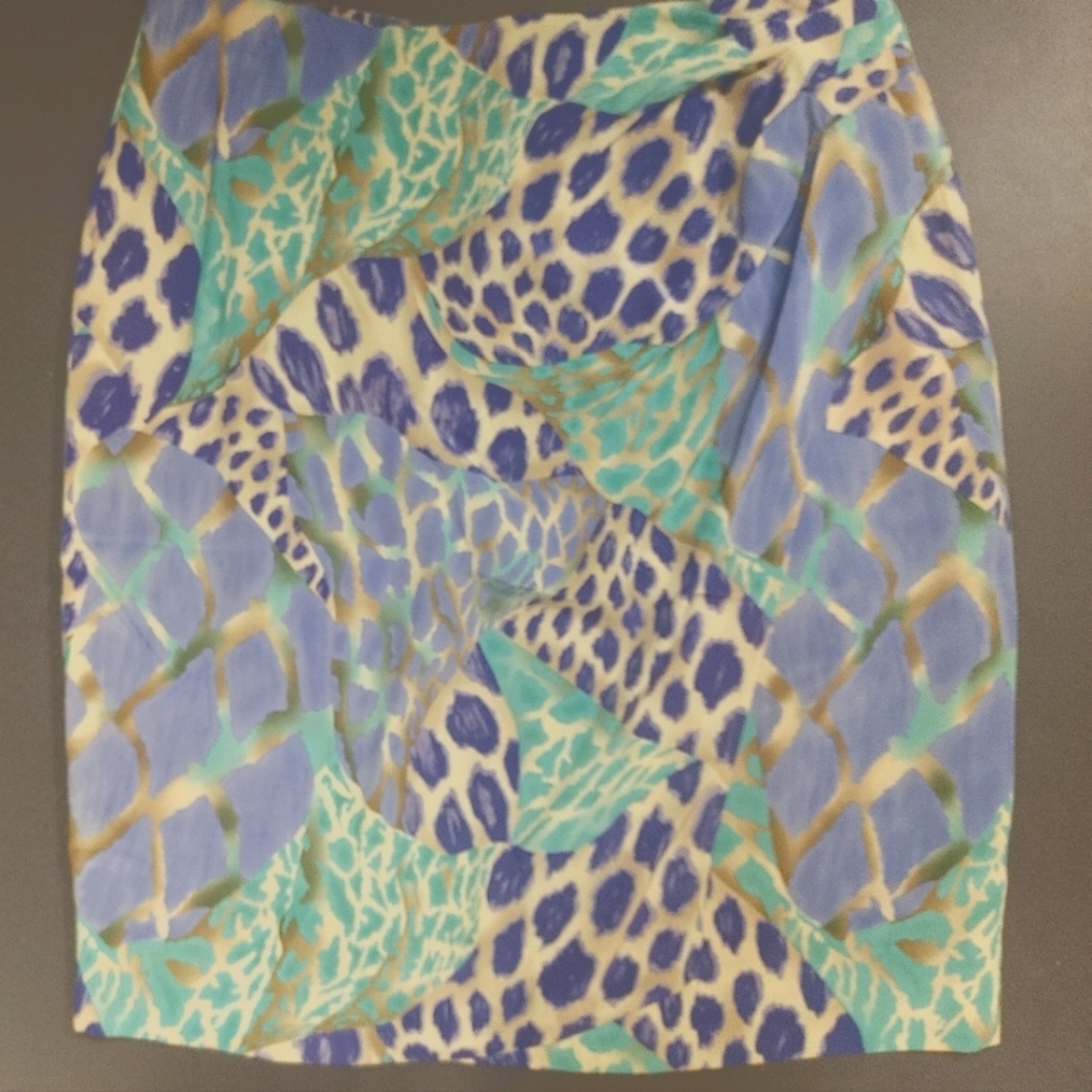 Vintage Carlisle Multicolored artistic pattern Silk skirt